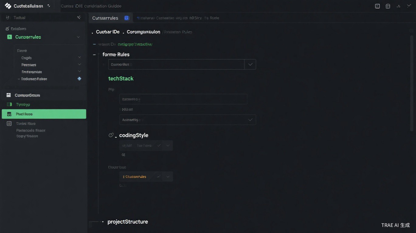 Panneau des paramètres Cursor Rules montrant la configuration des Règles pour l'IA